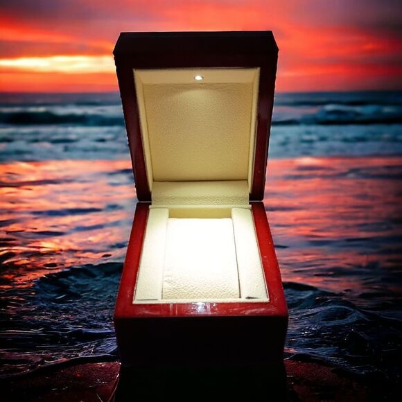 Lacquered Watch Box EMPTY Case Holder Lights Up Woodgrain Square Unbranded - Picture 13 of 16